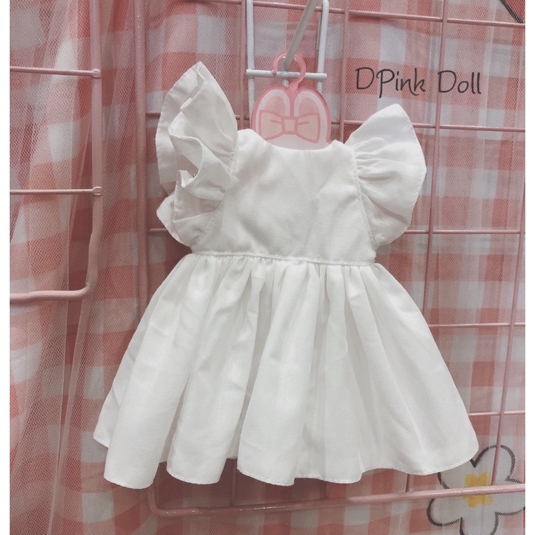 Váy trắng tay bèo cho búp bê ob11, bjd 1/8, 1/6