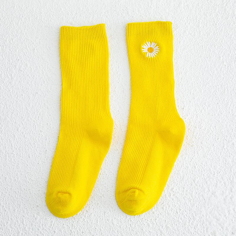 IU Baby Girl Boy Kids Warm Socks Cute Solid Color Daisy Flower Soft Anti-slip Knitting Leg Warmers