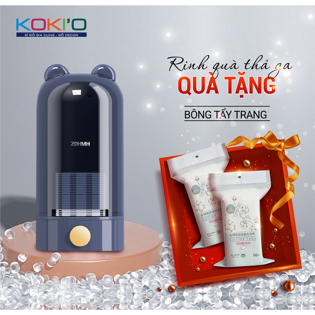Hộp Đựng Bông Tẩy Trang Gắn Tường Chống Thấm Nước, Máy Rút Bông Tẩy Trang Tự Động - TẶNG BÔNG TẨY TRANG