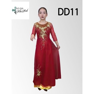 Áo dài truyền thống đính pha lê đỏ đô 4 tà (Cả Bộ) - mặc đi lễ hội, sự kiện - Áo dài Nhã Anh - DD11
