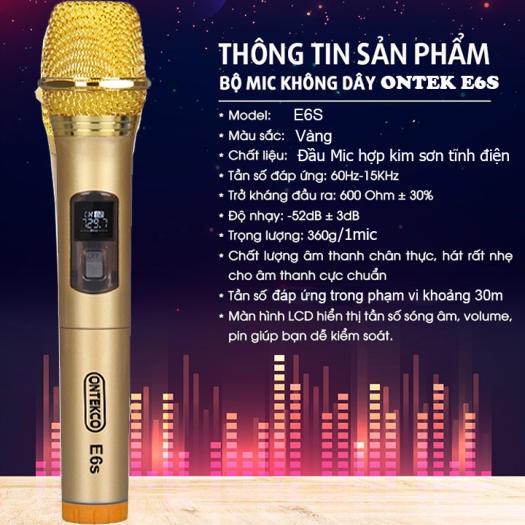 [HỎA TỐC - XUYÊN TẾT]Bộ micro đôi không dây cao cấp ONTEKCO E6s dùng loa kéo, âm ly - bảo hành 12 tháng