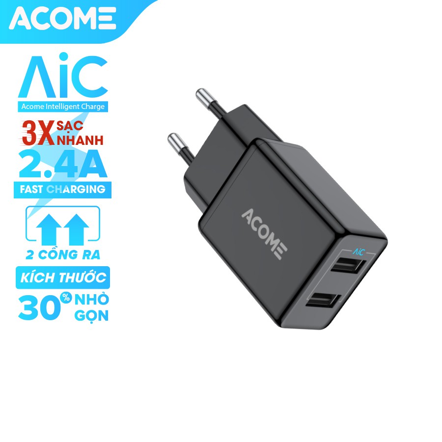 Cốc sạc ACOME 2 Cổng USB Sạc Nhanh 2.4A - AC03 - BẢO HÀNH 1 ĐỔI 1 | BigBuy360 - bigbuy360.vn