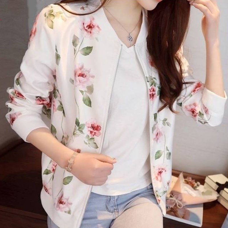 Áo Khoác Bóng Chày Chiffon Mỏng Tay Dài Dáng Rộng Có Khóa Kéo Phong Cách Hàn Quốc Thời Trang Cho Nữ