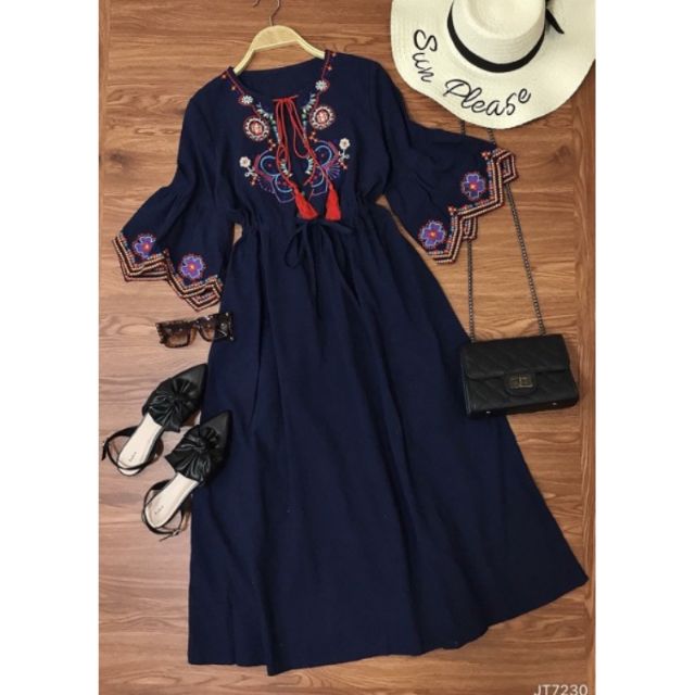 Đầm maxi thổ cẩm ulzzang | BigBuy360 - bigbuy360.vn