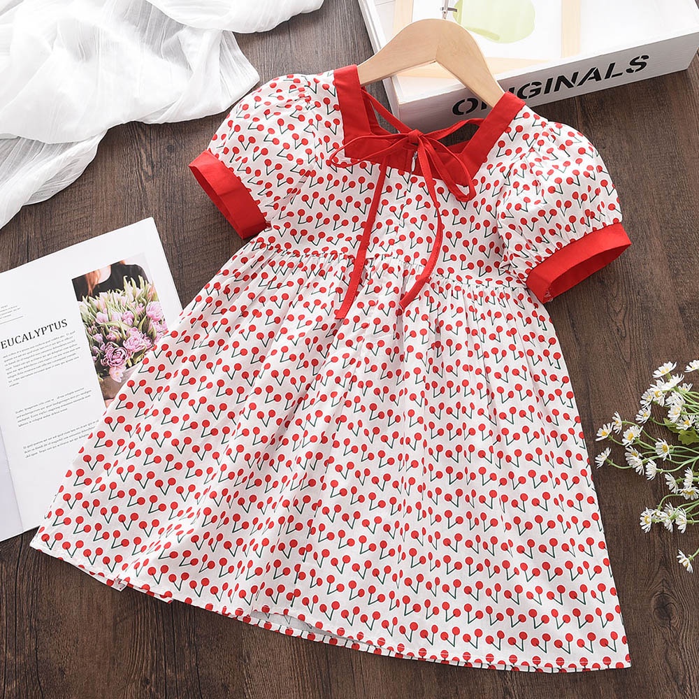 Đầm công chúa Bear Leader tay ngắn họa tiết hoa thời trang dành cho bé gái