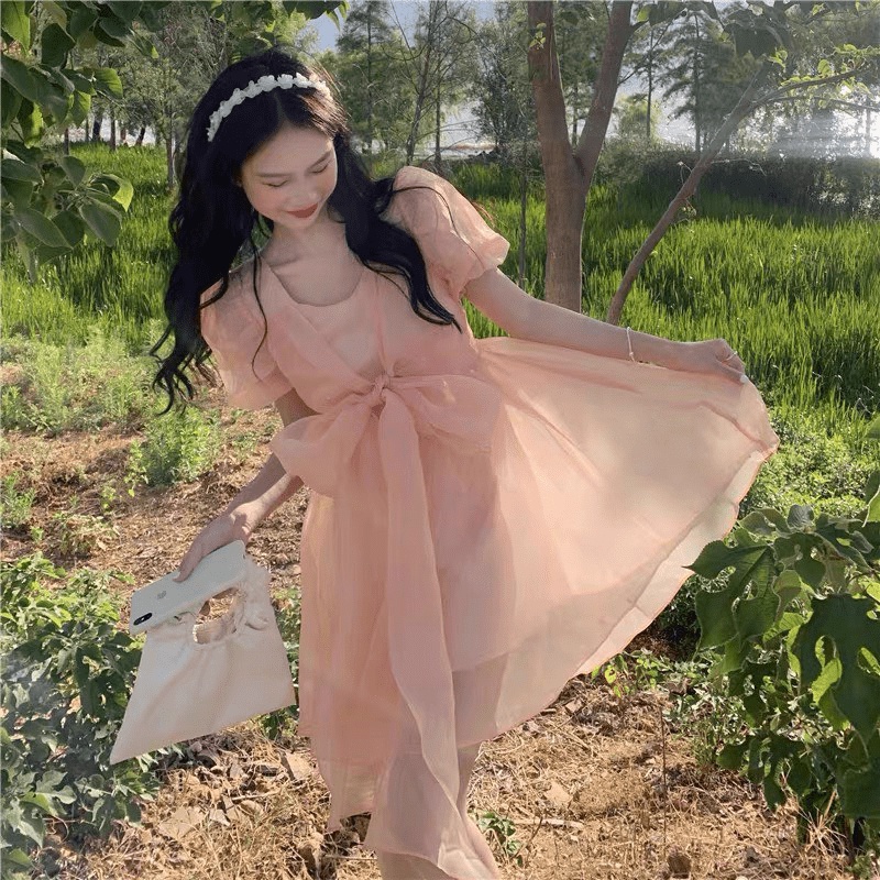 (Free Ship) HÀNG HOT LẠI VỀ - ĐẦM VOAN KIẾNG PHỐI NƠ ĐẸP LUNG LINH HÀNG QUẢNG CHÂU UP Shop VLTN