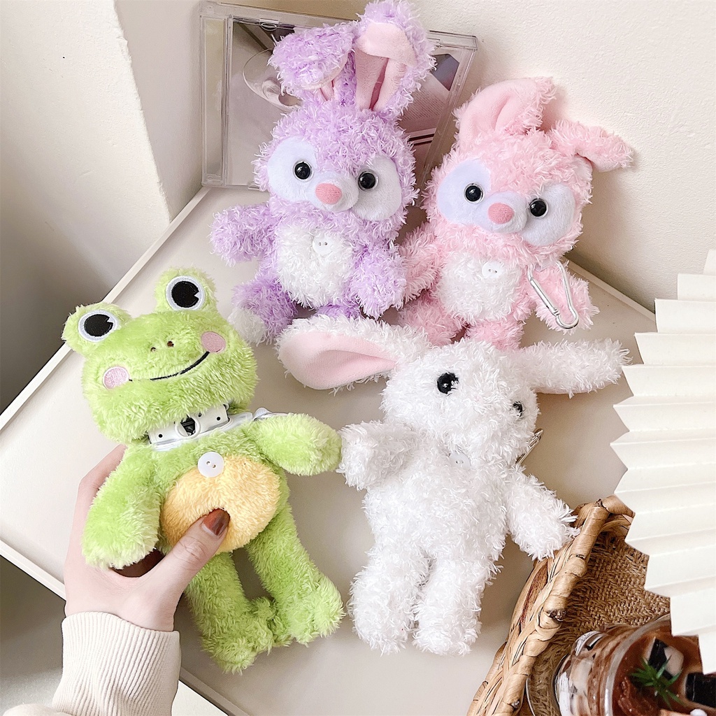 Vỏ Bảo Vệ Hộp Sạc Tai Nghe Bluetooth Không Dây airpods 3 pro / airpods1 / 2 Hình Ếch Nhồi Bông Dễ Thương Chống Sốc