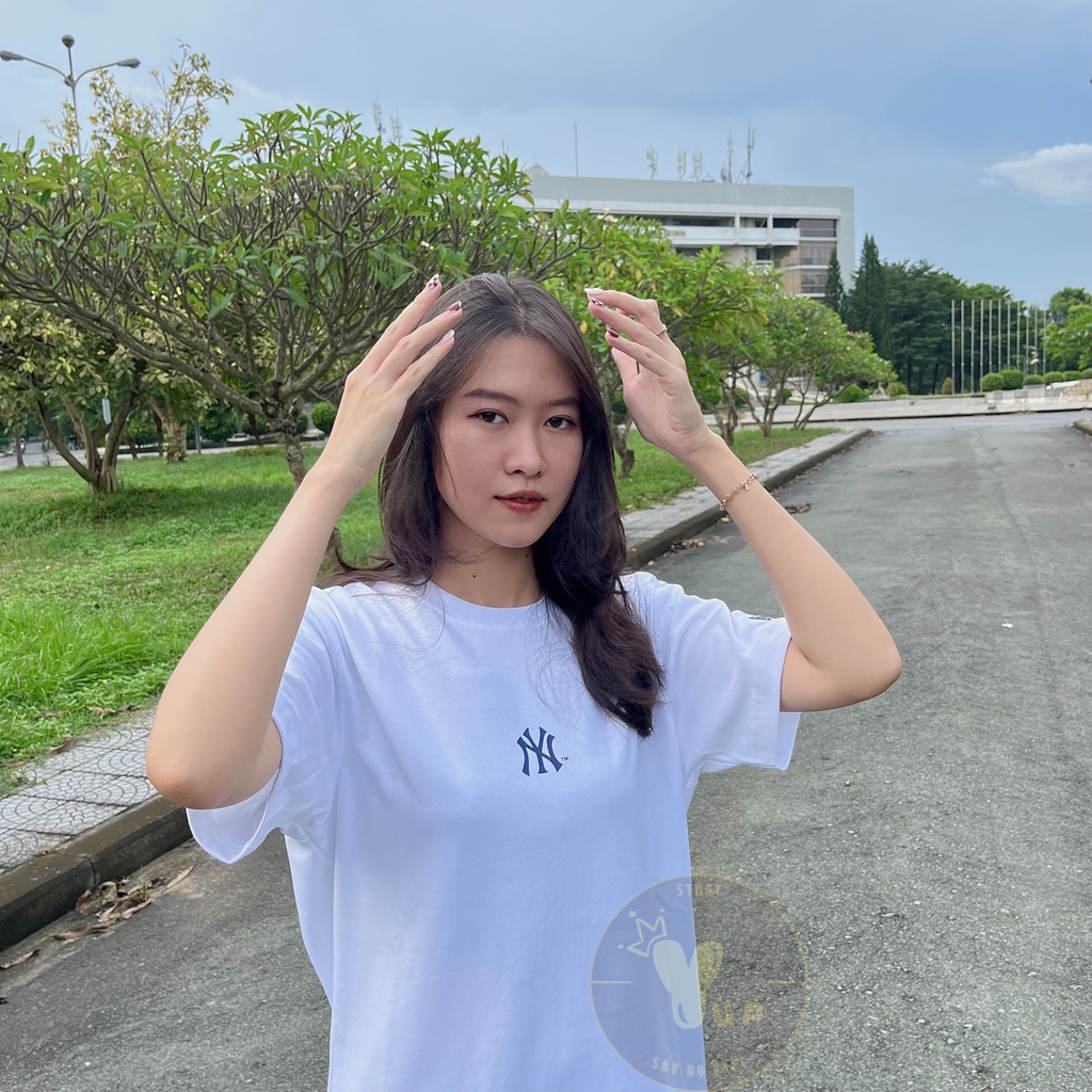 Áo thun New era x Mlb chính hãng, logo newyork , unisex, 2 màu trắng đen