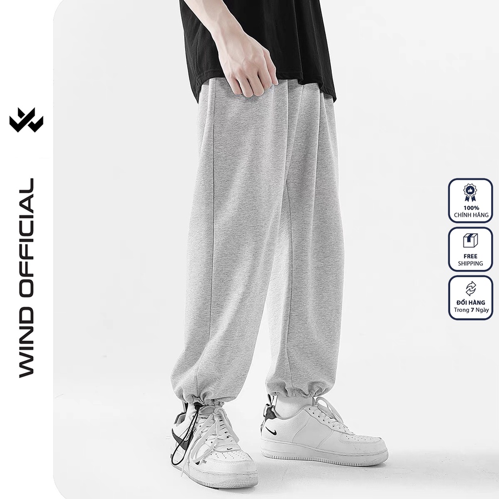 Quần jogger ống rộng WIND unisex dây rút bo chun Basic overszie nam nữ ulzzang
