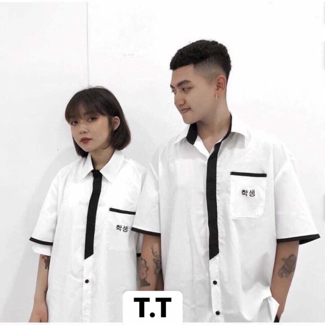 Áo sơ mi Hàn Quốc chữ thêu