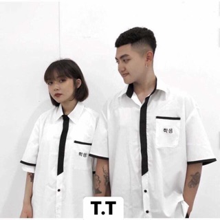 Áo sơ mi Hàn Quốc chữ thêu