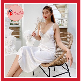 Váy lụa ngủ , đầm ngủ lụa Crepe 2 dây cao cấp dáng dài siêu đẹp quyến rũ