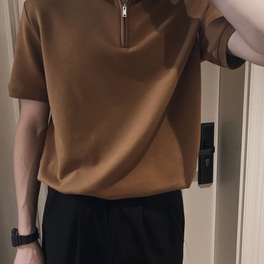 Áo Thun Polo Tay Ngắn Cổ Gập Đơn Giản Thời Trang Cho Nam áo polo nam thời trang bigsize áo phông rộng simple unisex áo thun nam đẹp from rộng áo thun nam tay lỡ dây kéo áo phông nam form rộng