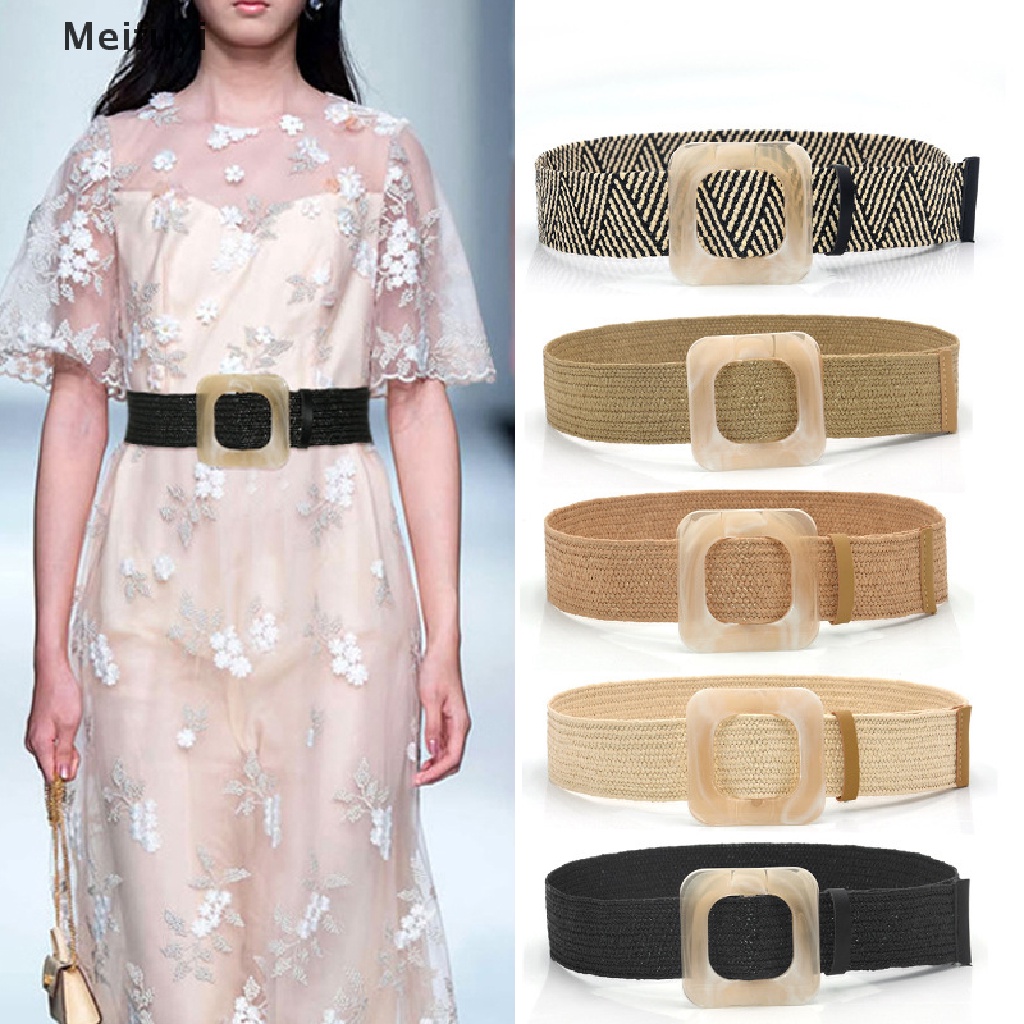 Thắt lưng bện dây khóa gỗ hình vuông phong cách Boho cổ điển VN439