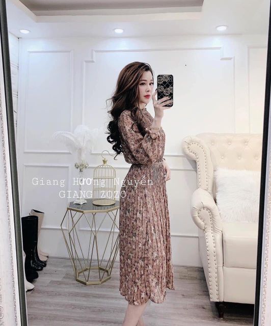 [Mã WASTGO hoàn 10% xu đơn 99k] Váy hoa xếp li kèm đai sang trọng | BigBuy360 - bigbuy360.vn