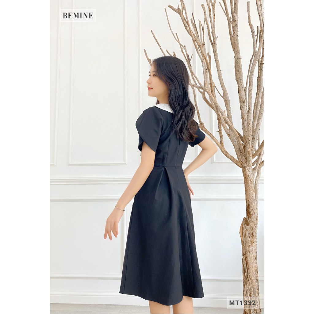 [Mã WABRWA15 giảm 15% đơn 300K] Đầm xòe cổ phối có nơ BEMINE MT1332DEN | BigBuy360 - bigbuy360.vn