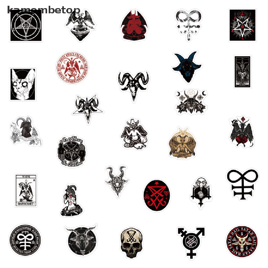 Set 50 miếng dán trang trí hình ác quỷ graffiti hỗn hợp phong cách gothic dành cho máy tính xách tay đàn guitar hành lý
