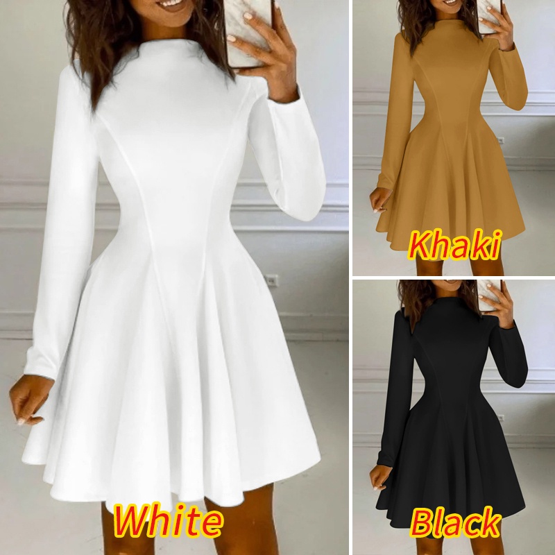 Đầm xòe Zanzea tay dài cổ tròn thời trang cho nữ