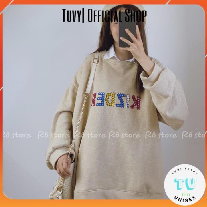 Áo nỉ nữ cổ tròn TUVYSHOP  Áo Sweater Nỉ Bông Nam Nữ Form Rộng Unisex Chất Nỉ Ngoại Mềm Mịn, Không Xù nhiều màu SW01