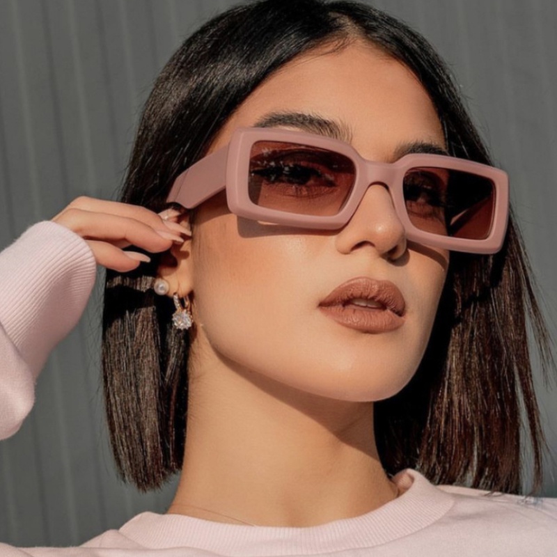 (KIQI-FASHION) COD Kính Mát Hình Chữ Nhật Chống Tia Uv400 Phong Cách Hip Hop Thời Trang Cho Nữ