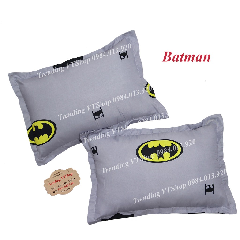 [Giá rẻ cực sốc] Vỏ gối Batman Poly Cotton họa tiết cực đẹp, giá cực mềm 45x65cm