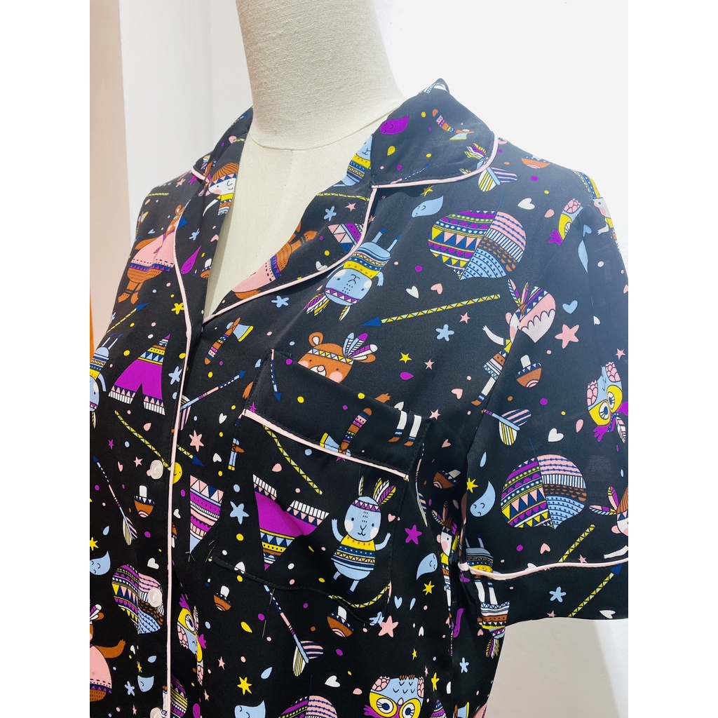 VIBES Bộ Pijama Lửng Mặc Nhà Owl Ink Capri Py Set