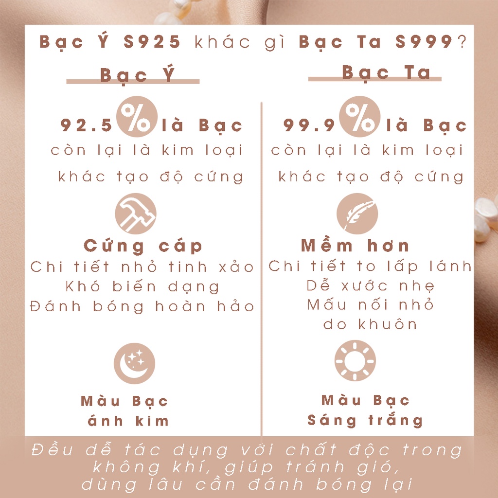 Dây chuyền bạc EVERMORE, vòng cổ bạc Ý 925 dây tròn xù xoắn dễ thương, minimalism - D052