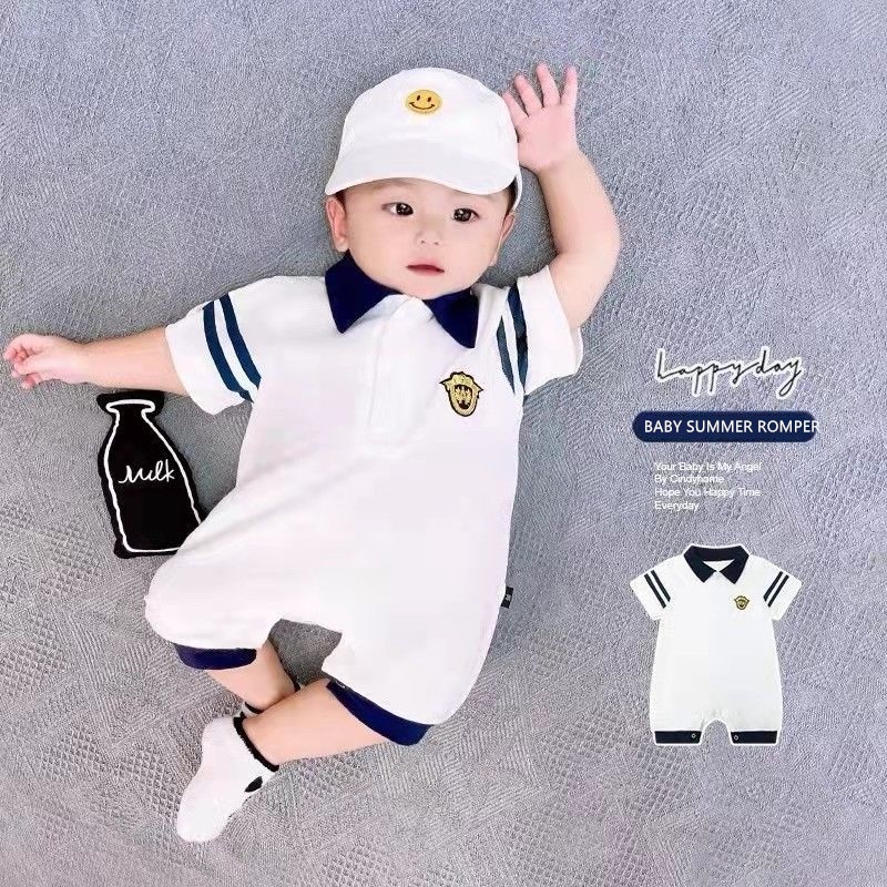 Áo liền quần polo tay ngắn thời trang mùa hè phong cách Hàn Quốc cho bé trai