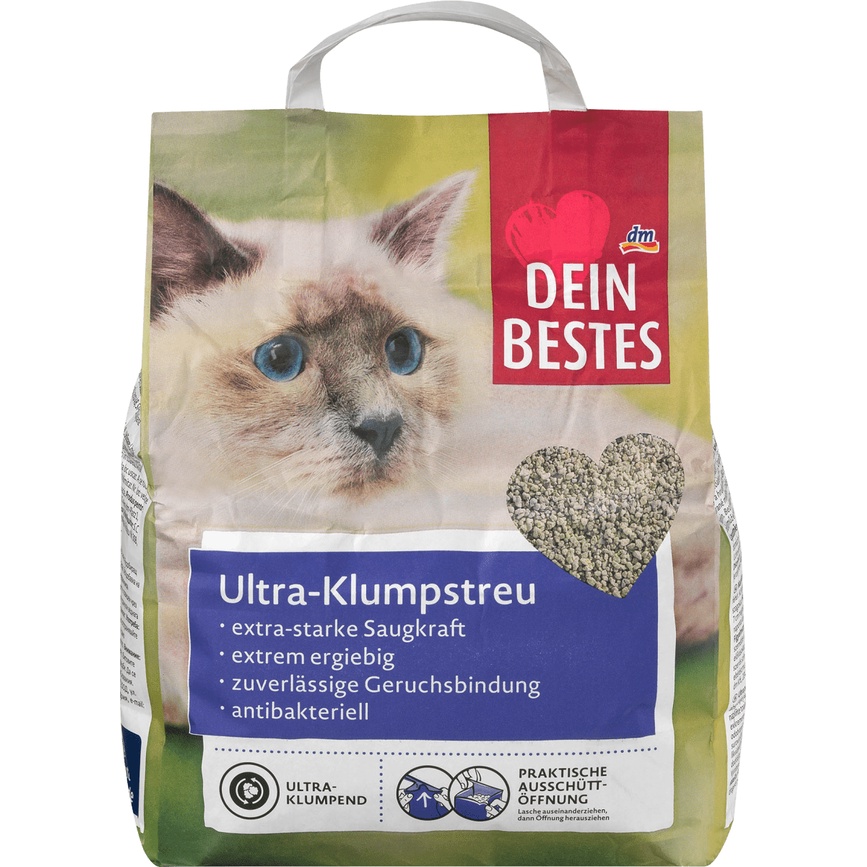 Cát vệ sinh cho mèo hạt mịn, khử mùi, chống dính túi 6 lít Denkmit Ultra-Klumpstreu,  nhập khẩu Đức