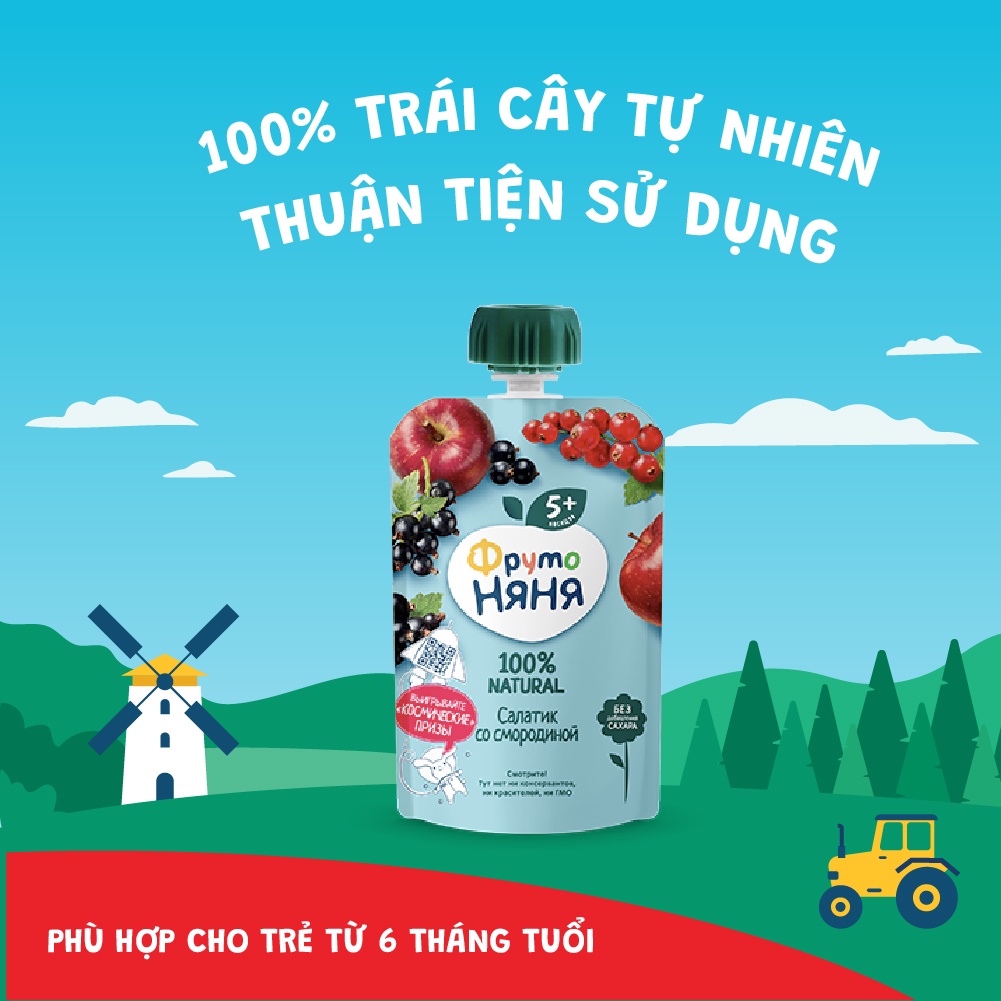 Combo 6 Gói Trái cây nghiền mix ngẫu nhiên FrutoNyanya 90g/gói