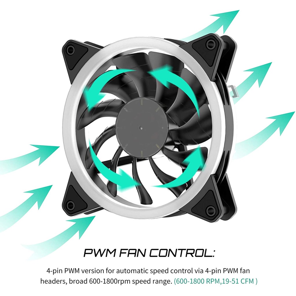 Quạt tản nhiệt có đèn LED màu cầu vồng kích thước 120mm 12cm dành cho PC