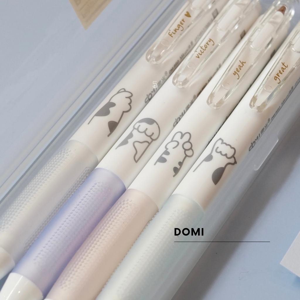 Bút Gel Bấm Domi Mực Đen Ngòi 0.5mm Có Đệm Tay Vỏ Có Hình Tay Mèo DM950