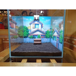 Tranh 3D Bể Cá Cảnh Mẫu Nhà Nobita - Tranh Bể Cá Có Sẵn Keo Dán Tặng Kèm Bộ Dụng Cụ Dán