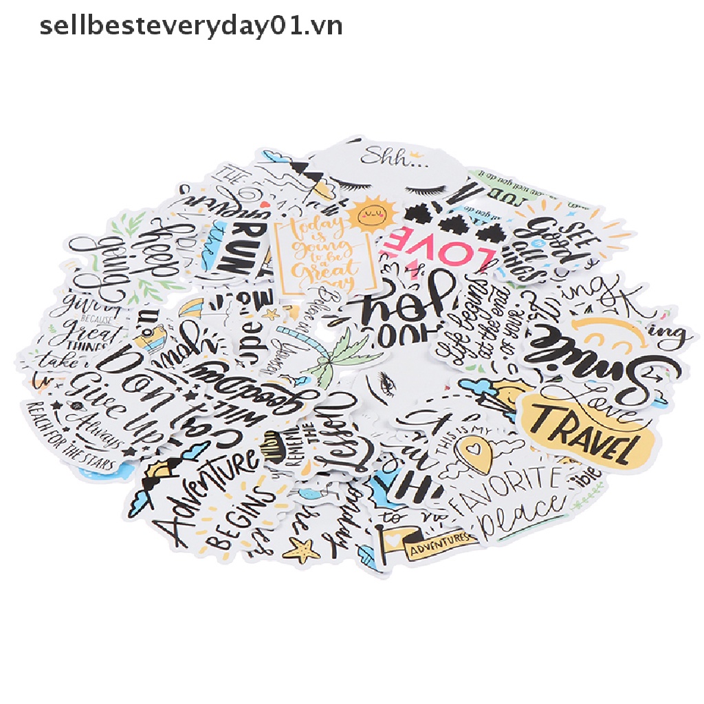 Set 50 Sticker Dán Trang Trí Laptop / Ván Trượt / Ván Trượt Chống Thấm Nước Diy