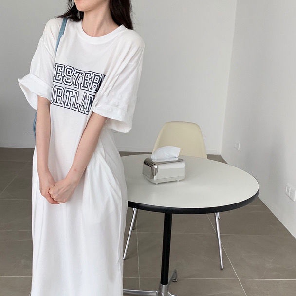 Đầm Ngủ Dài Qua Gối Tay Ngắn Phong Cách Hàn Quốc Thời Trang Mùa Hè Xinh Xắn Cho Nữ