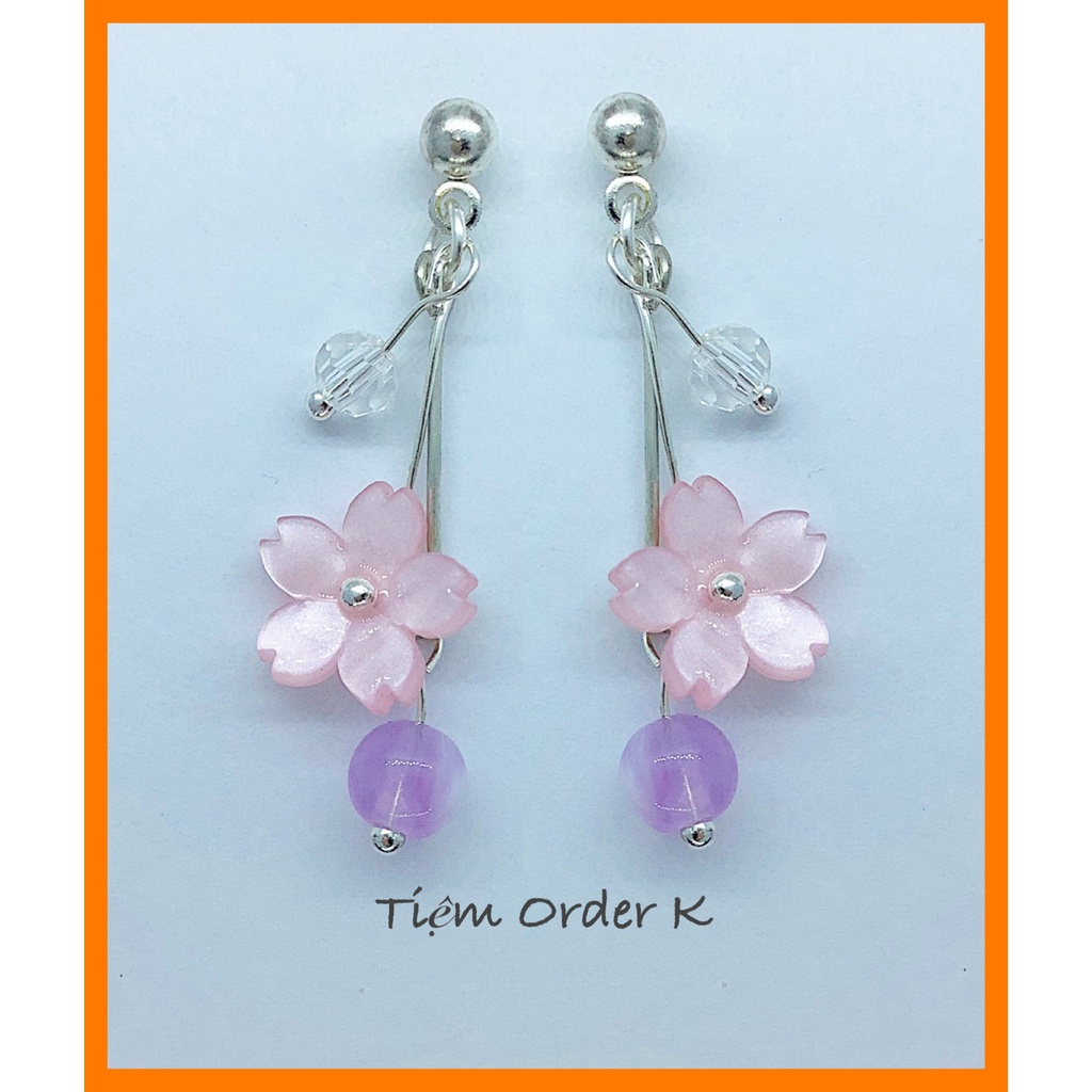 Khuyên Tai♥️Hoa Đào Rơi Dài(ảnh thật)Size 4cm 3 Màu