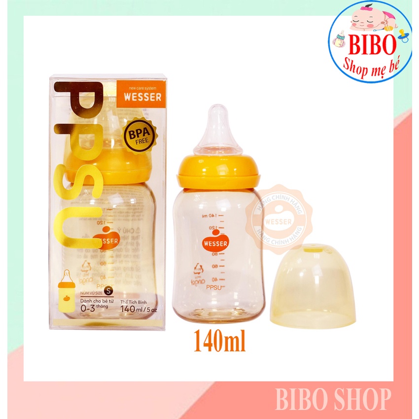 BÌNH SỮA WESSER CỔ HẸP CAO CẤP PPSU MẪU MỚI 60ML/140ML/240ML