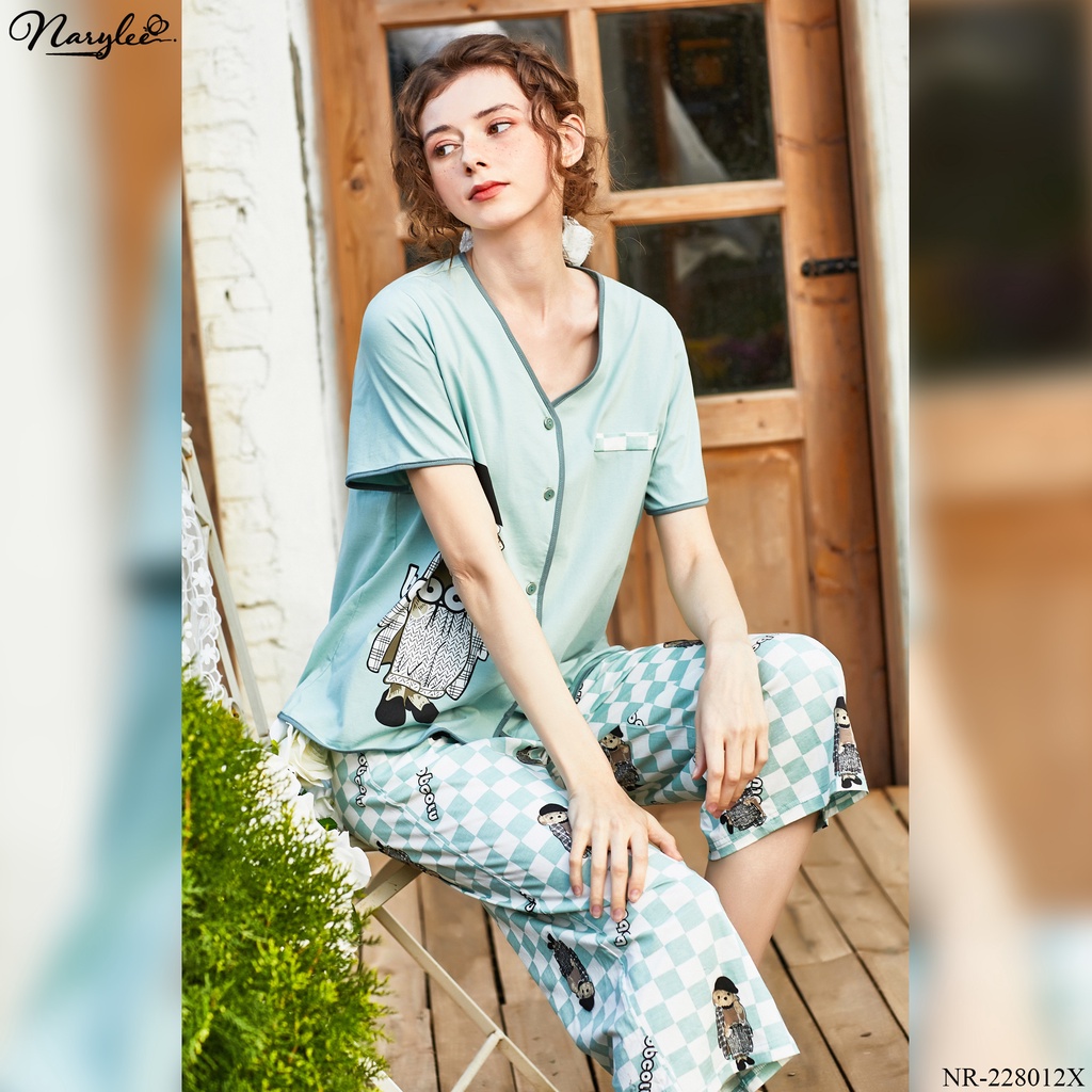 Đồ bộ mặc nhà nữ cao cấp Narylee áo cộc tay quần lửng cotton nhập khẩu mềm mịn chống tia UV kháng khuẩn mã NR - 228012