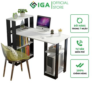 Bàn Làm Việc IGA Kèm Kệ Sách Thông Minh - GP09 Đen trắng