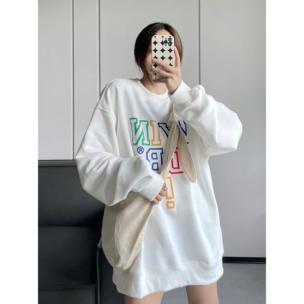 NRVP Áo Nỉ Dài Tay Oversize Phong Cách Hàn Quốc Mới Cho Nam Nữ