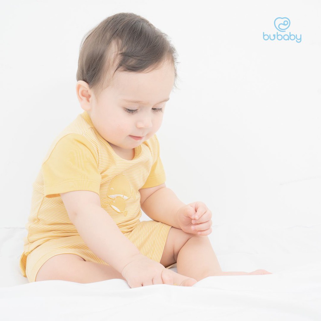 [NEW 4/2021]Bộ Quần Áo Trẻ Em Ngắn Tay Cài Vai Họa Tiết Vải Tre Cotton Bu Baby An Toàn Cho Bé - Hàng Chính Hãng Việt Nam