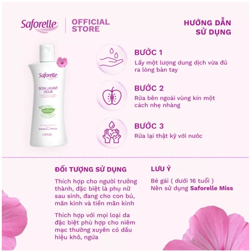 Dung dịch vệ sinh phụ nữ Saforelle Intensive Moisturizing cao cấp tăng cường dưỡng ẩm 100ml