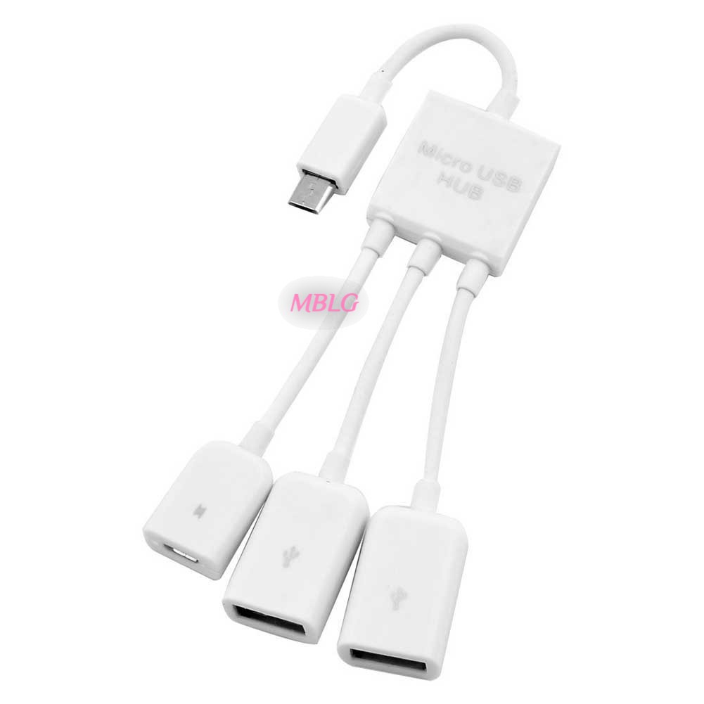 Thiết bị HUB USB 2.0 OTG 3 trong 1 (2 đầu USB 1 đầu Micro USB)