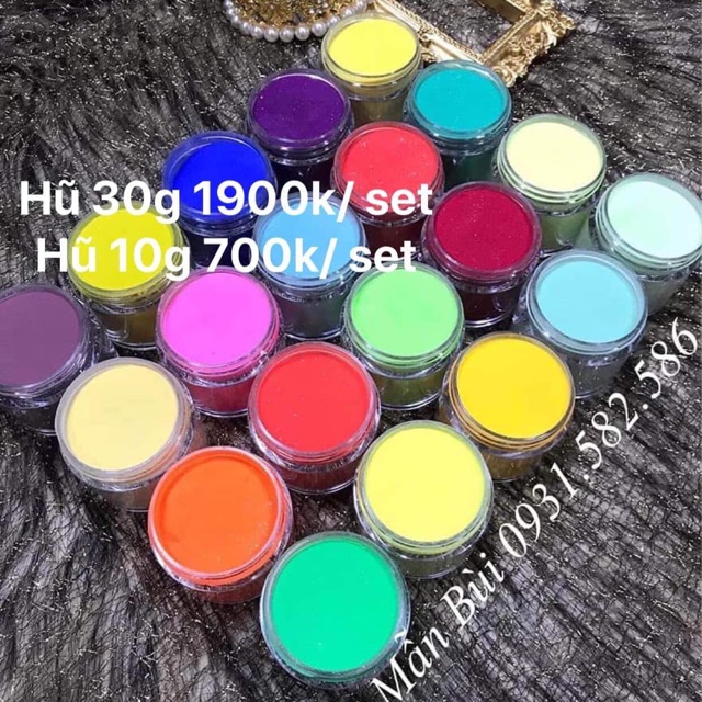 Set bột làm hoa, đắp móng hũ 10gam.30gam 20 màu