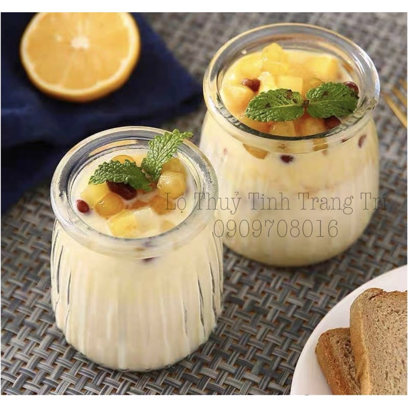 Hũ Thuỷ Tinh, Hủ Làm Sữa Chua Sọc -Sáp Thơm 100ml 200ml