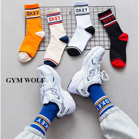 Vớ Unisex chữ OKEY cao cổ nhiều màu, phong cách thể thao, năng động.