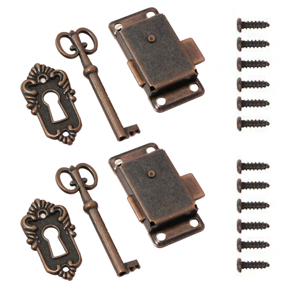 Set 2 Ổ Khóa Ngăn Kéo Tủ Kèm Chìa Khóa Phong Cách Cổ Điển