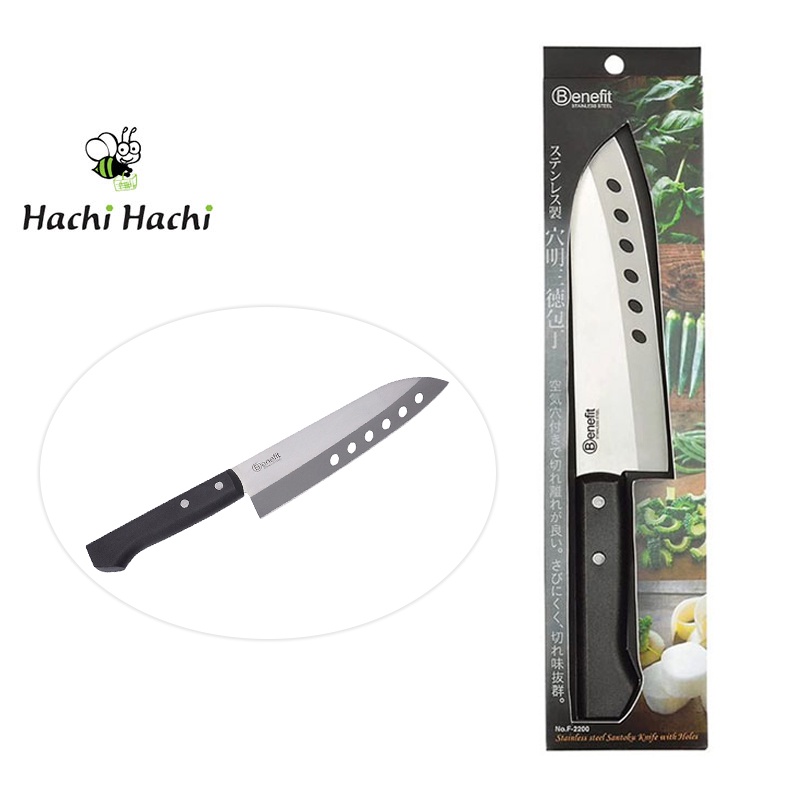 Dao inox làm bếp Pearl Metal có lỗ (Loại Santoku) - Hachi Hachi Japan Shop