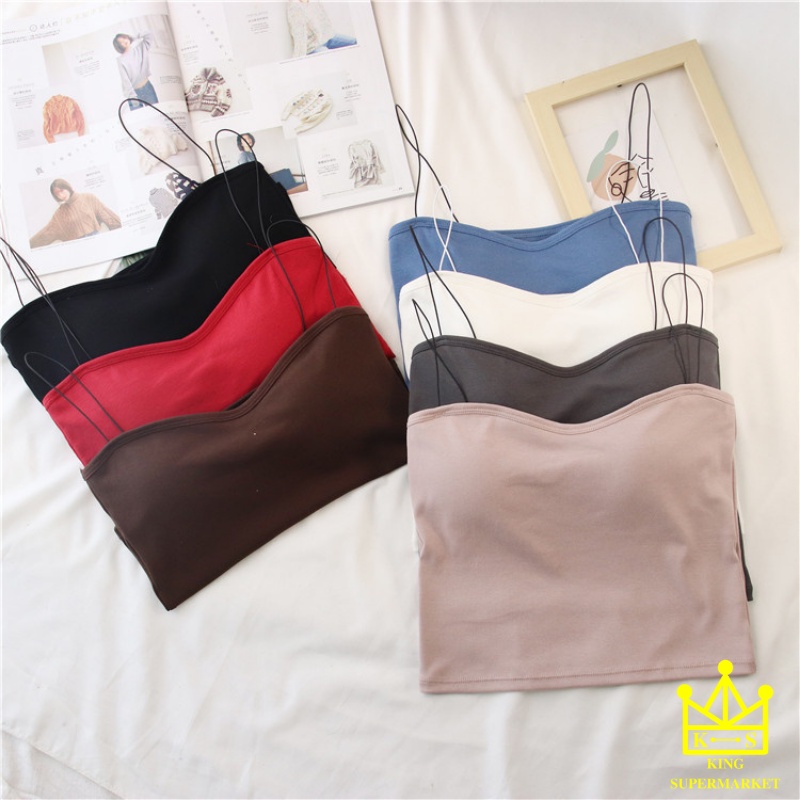 Áo 2 dây coptop chất vải cotton co giãn Vòng 1 tối đa 85cm, có sẵn đệm ngự, áo bra sợi bún nhiều màu mã 1862