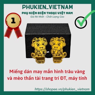 Miếng Dán Trang Trí Điện Thoại - Ốp Điện Thoại Hình Trâu - Mèo Thần Tài May Mắn